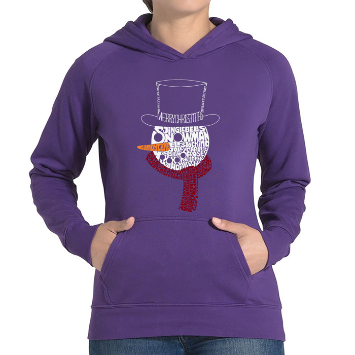 Snowman Face - Women's Word Art Hooded Sweatshirt