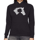 Black Medium Girl Horse - Women's Word Art Hooded Sweatshirt