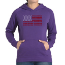 Purple XL God Bless America - Women's Word Art Hooded Sweatshirt