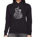 Black XL Languages Guitar - Women's Word Art Hooded Sweatshirt