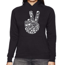 Black Small Peace Finger Notes - Women's Word Art Hooded Sweatshirt