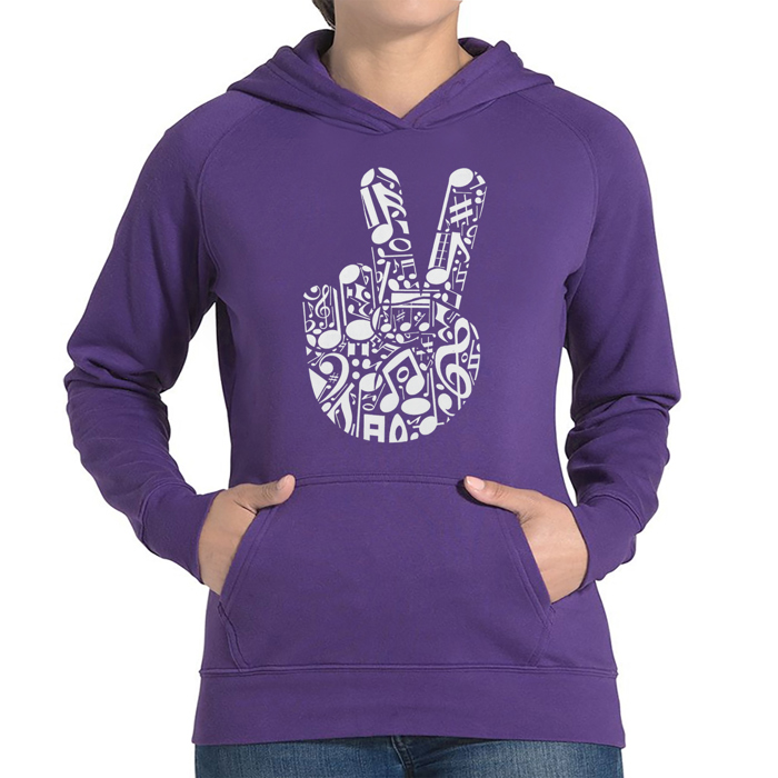Peace Finger Notes - Women's Word Art Hooded Sweatshirt