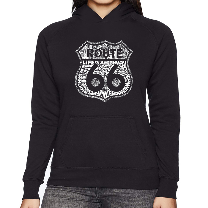 Route 66 - Life is a Highway - Women's Word Art Hooded Sweatshirt