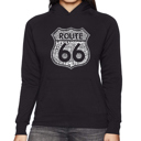 Black Medium Route 66 - Life is a Highway - Women's Word Art Hooded Sweatshirt