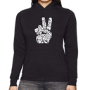 Black Large Peace Out - Women's Word Art Hooded Sweatshirt