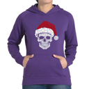 Purple Medium Santa Skull - Women's Word Art Hooded Sweatshirt