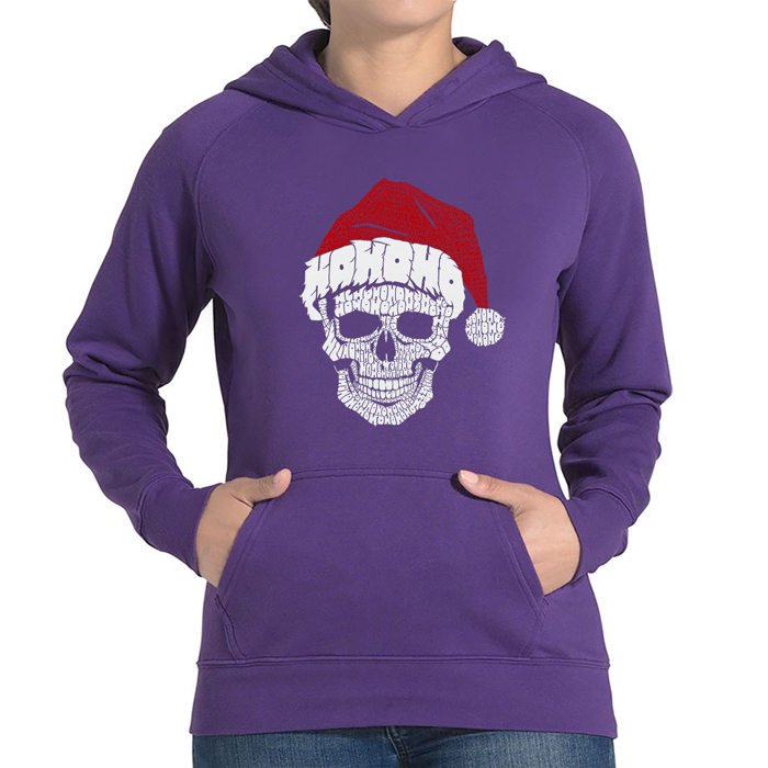 Santa Skull - Women's Word Art Hooded Sweatshirt