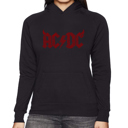 Black XXXL ACDC - Women's Word Art Hooded Sweatshirt