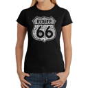 Black Large Women's Word Art T-Shirt - Route 66 - Life is a Highway