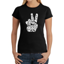Black Medium Women's Word Art T-Shirt - Peace Out