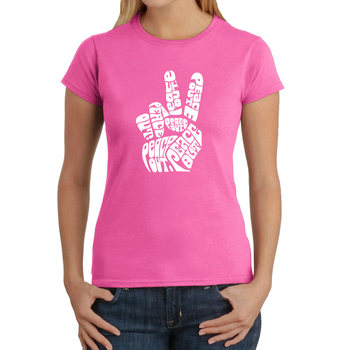 Women's Word Art T-Shirt - Peace Out