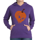 Purple Medium Evil Pumpkin - Women's Word Art Hooded Sweatshirt