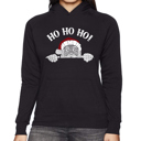 Black XXL Peeking Santa - Women's Word Art Hooded Sweatshirt
