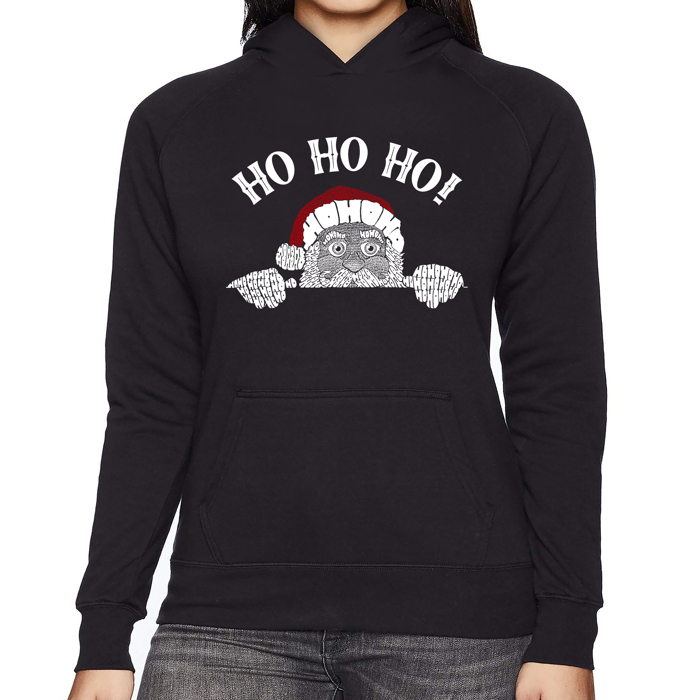 Peeking Santa - Women's Word Art Hooded Sweatshirt