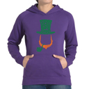 Purple Large Leprechaun - Women's Word Art Hooded Sweatshirt