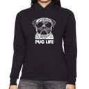 Black XL Pug Life - Women's Word Art Hooded Sweatshirt