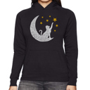 Black Large Cat Moon - Women's Word Art Hooded Sweatshirt