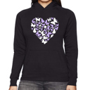 Black Large Butterfly Heart - Women's Word Art Hooded Sweatshirt