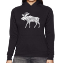 Black XXXL Moose - Women's Word Art Hooded Sweatshirt