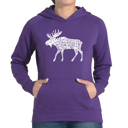 Purple Large Moose - Women's Word Art Hooded Sweatshirt