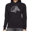Black XXL Horse Mane - Women's Word Art Hooded Sweatshirt