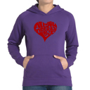 Purple XL All You Need Is Love - Women's Word Art Hooded Sweatshirt