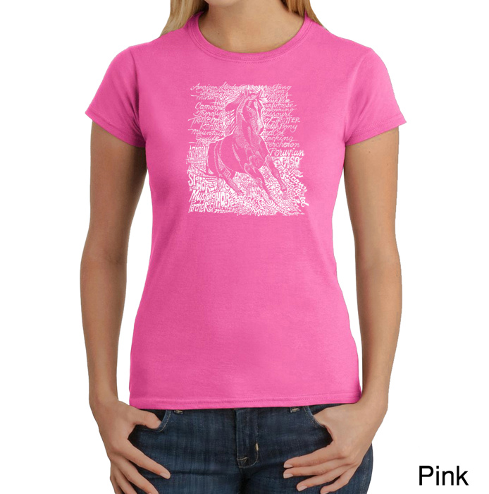 Women's Word Art T-Shirt - POPULAR HORSE BREEDS