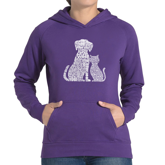 Dogs and Cats - Women's Word Art Hooded Sweatshirt