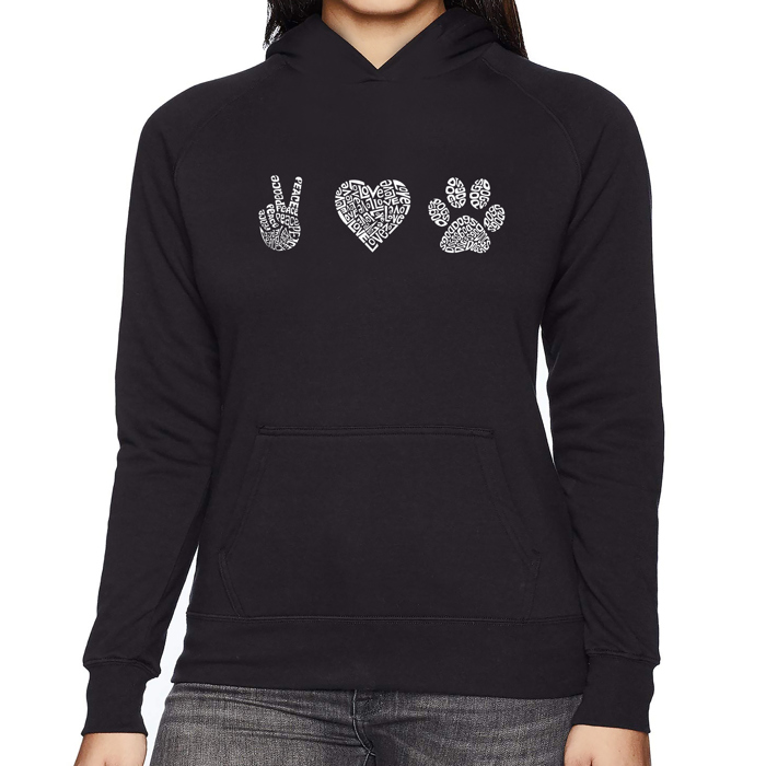Peace Love Dogs - Women's Word Art Hooded Sweatshirt
