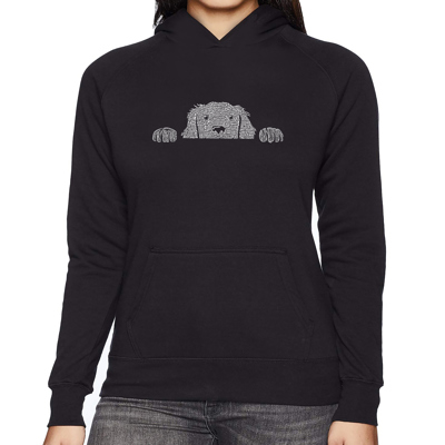 Peeking Dog - Women's Word Art Hooded Sweatshirt