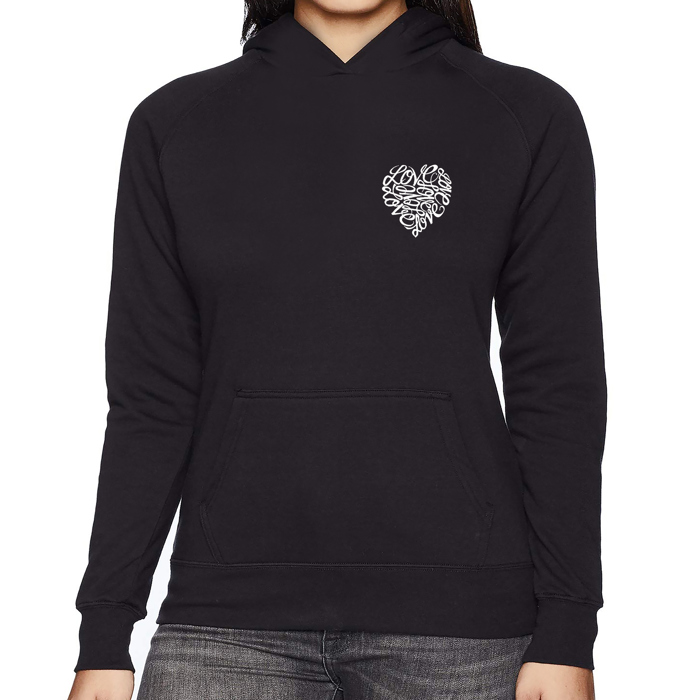 Cursive Heart - Women's Word Art Hooded Sweatshirt