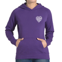 Purple Large Cursive Heart - Women's Word Art Hooded Sweatshirt