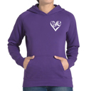 Purple Small Script Heart - Women's Word Art Hooded Sweatshirt