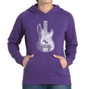 Purple Large Bass Guitar - Women's Word Art Hooded Sweatshirt