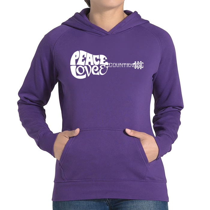 Peace Love Country - Women's Word Art Hooded Sweatshirt