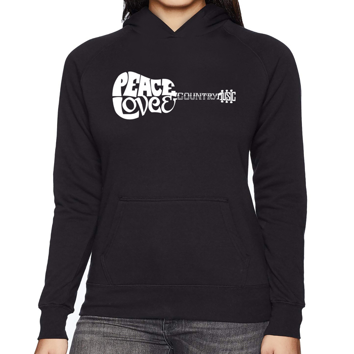 Peace Love Country - Women's Word Art Hooded Sweatshirt