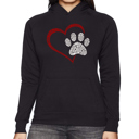Black XXXL Paw Heart - Women's Word Art Hooded Sweatshirt