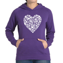 Purple Small Paw Prints Heart - Women's Word Art Hooded Sweatshirt