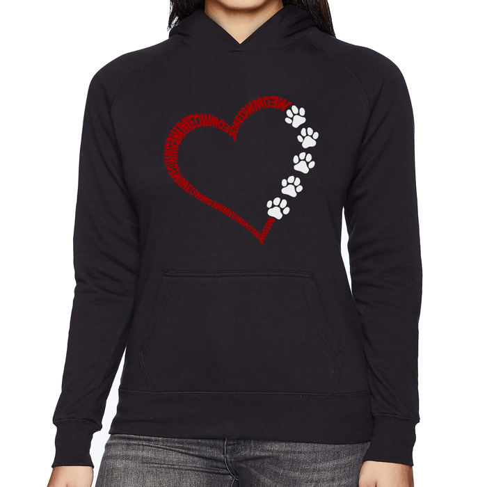 Meow Heart - Women's Word Art Hooded Sweatshirt