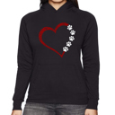 Black Large Meow Heart - Women's Word Art Hooded Sweatshirt