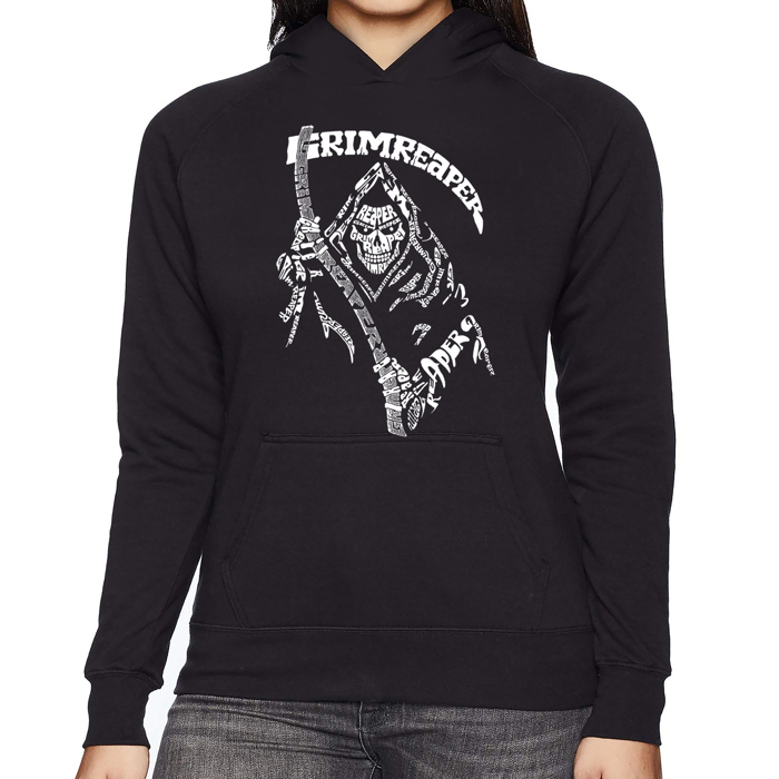 Women's Word Art Hooded Sweatshirt - Grim Reaper