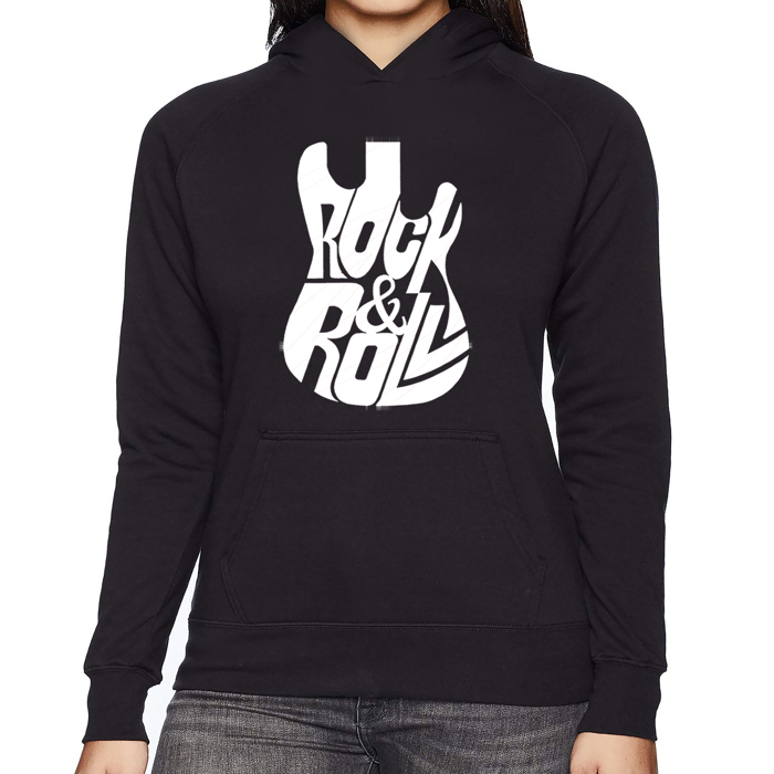 Rock And Roll Guitar - Women's Word Art Hooded Sweatshirt