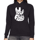 Black XXL Rock And Roll Guitar - Women's Word Art Hooded Sweatshirt