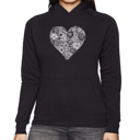 Black XL Heart Flowers - Women's Word Art Hooded Sweatshirt