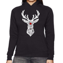 Black Medium Women's Word Art Hooded Sweatshirt - Santa's Reindeer