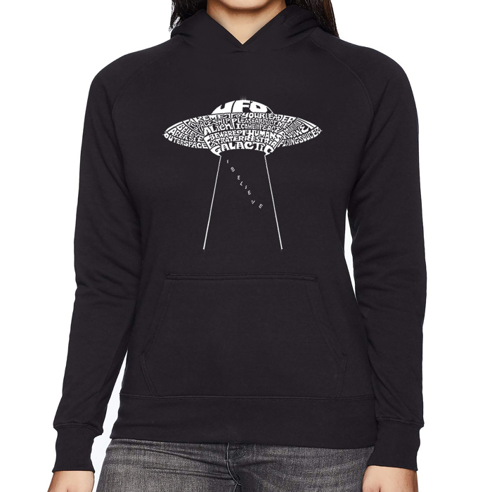 Flying Saucer UFO - Women's Word Art Hooded Sweatshirt
