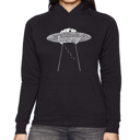Black XXXL Flying Saucer UFO - Women's Word Art Hooded Sweatshirt