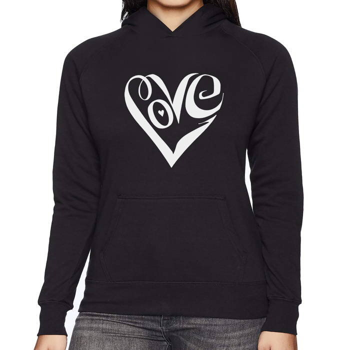 Script Love Heart - Women's Word Art Hooded Sweatshirt