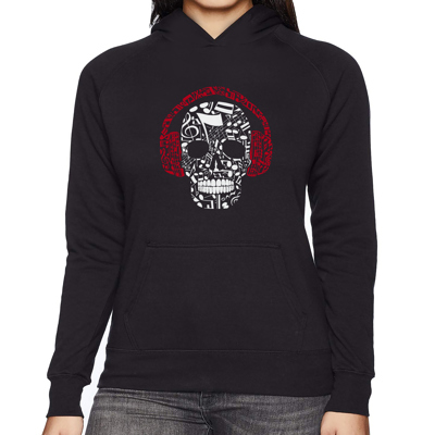 Music Notes Skull - Women's Word Art Hooded Sweatshirt