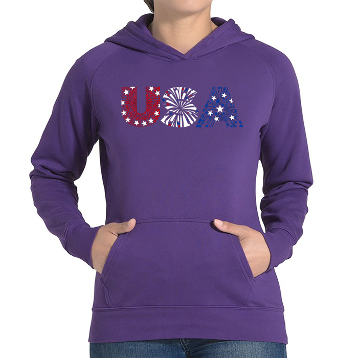 Usa Fireworks - Women's Word Art Hooded Sweatshirt